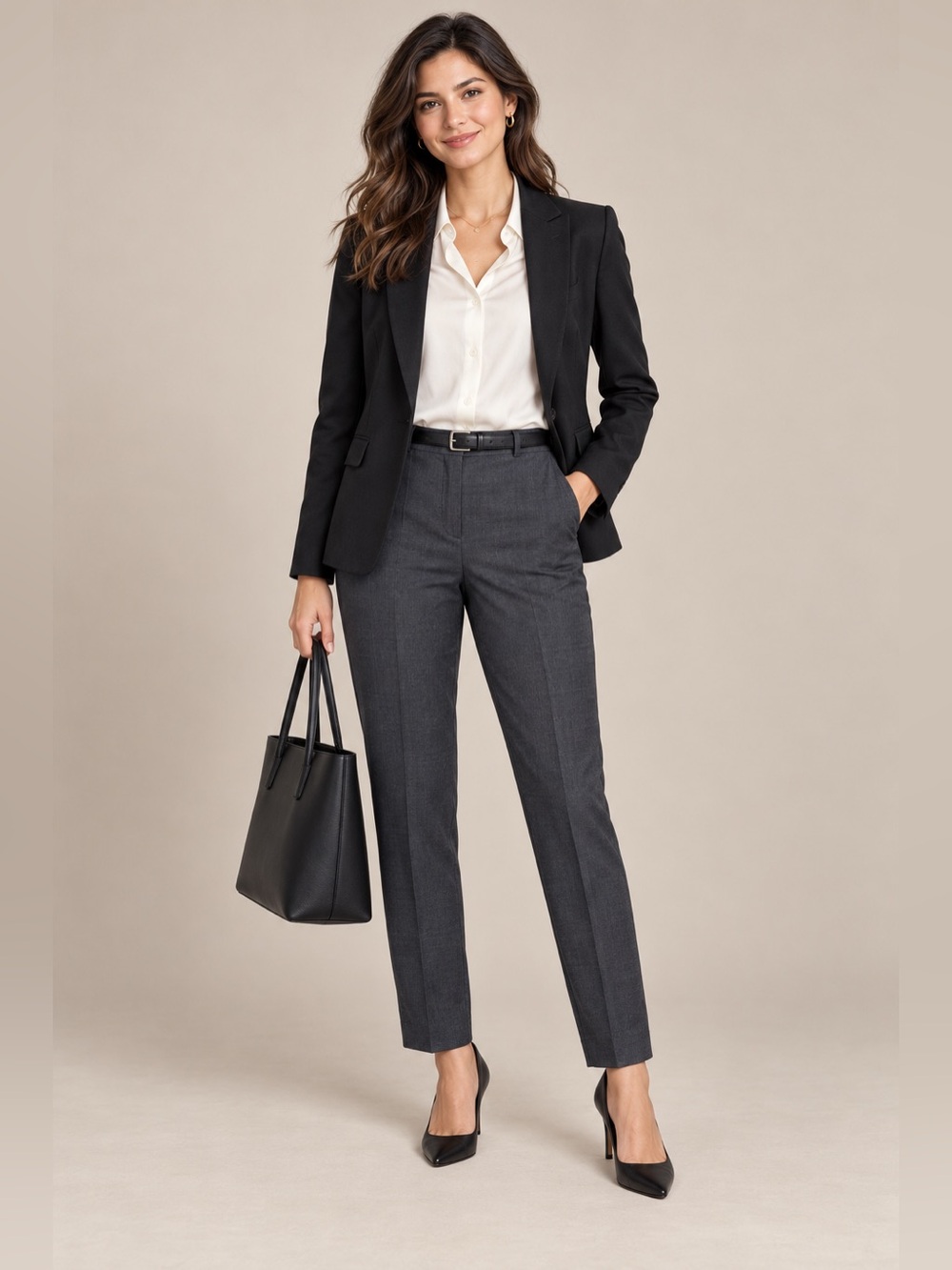 Talbots Petites Women’s 10P Dark Gray Wool Blend Stretch Ankle Dress Pants
